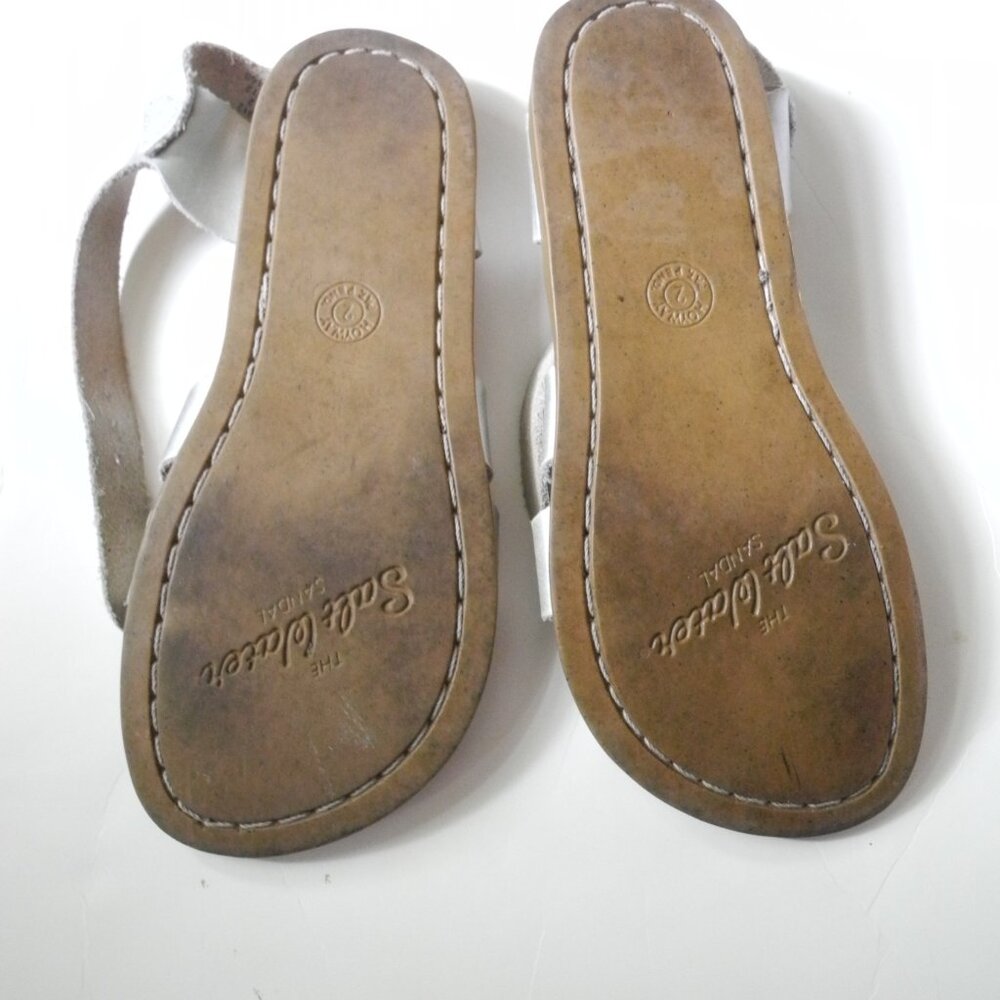 Saltwater sandals silver leather girls youth size 2 - Picture 2 of 2